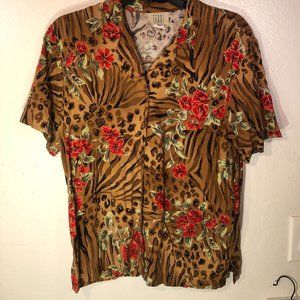 Teddi Women's Multicolor Floral Blouse Button Down - Size PM
